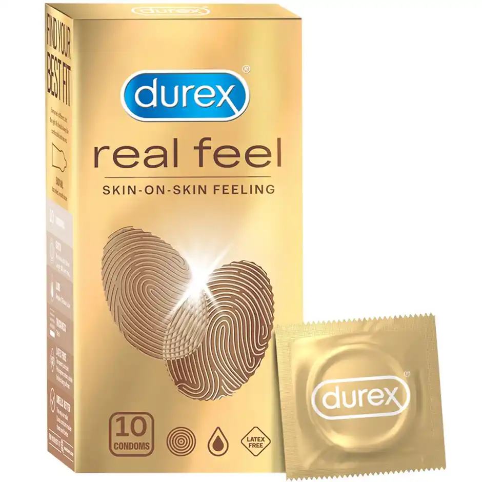 Durex Real Feel Condoms For Men  For Real Skin On Skin Feeling Latex Free