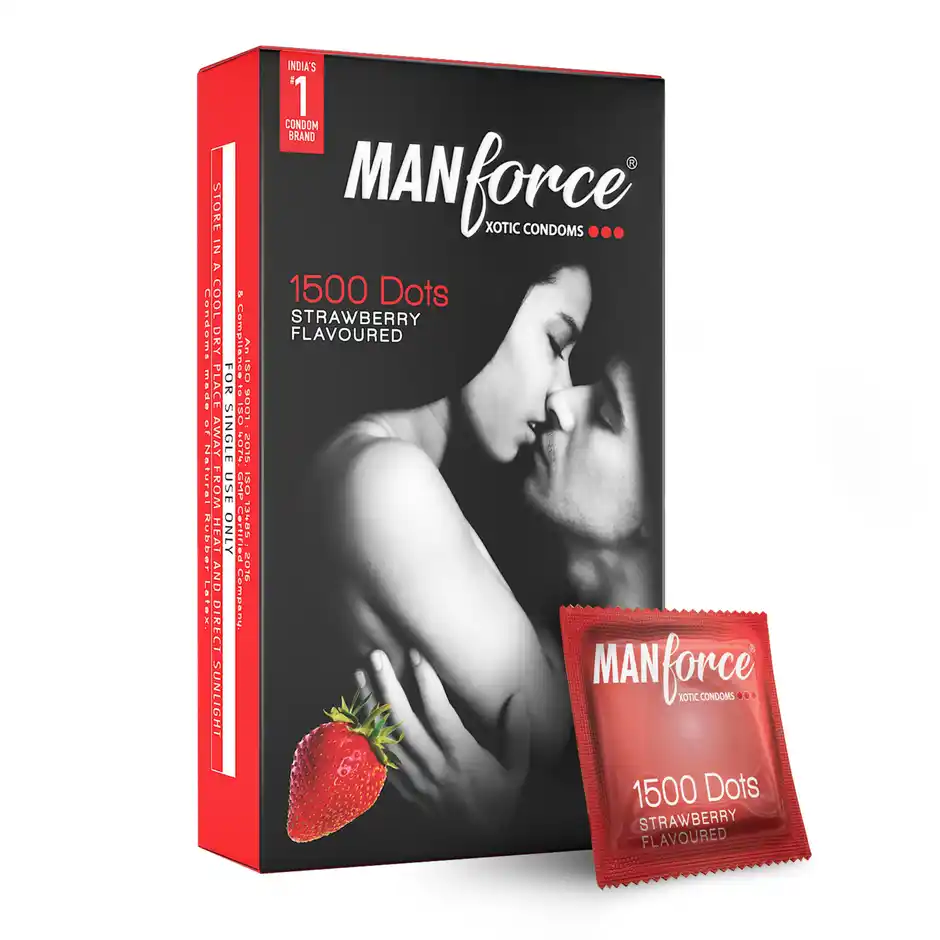 Manforce Xotic Extra Dotted Strawberry Flavoured Condoms