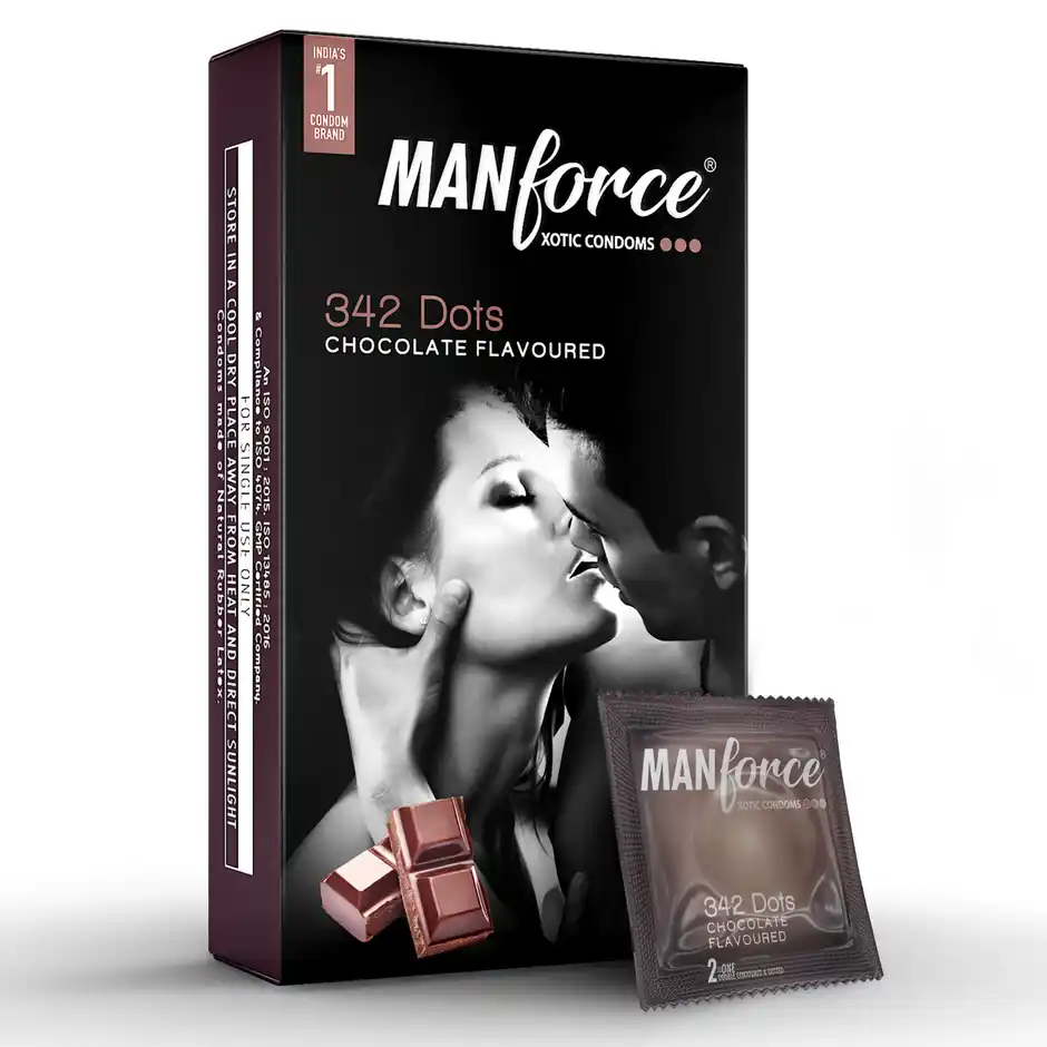 Manforce Xotic 2 in 1  Contoured Dotted Chocolate Flavoured Condoms