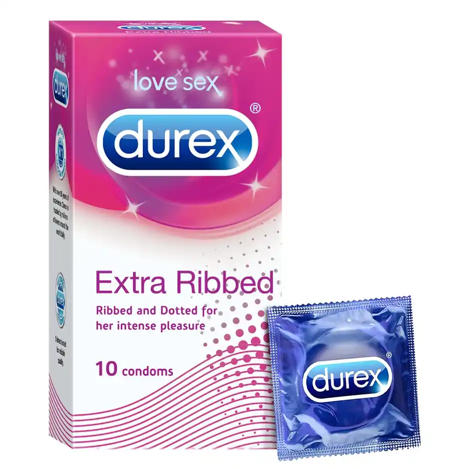 Durex Extra Ribbed Condom  Dotted & Ribbed Condoms