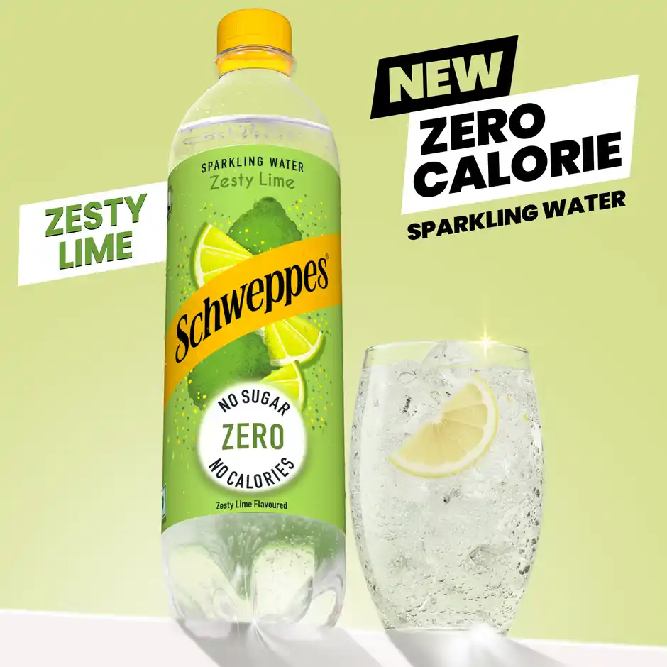 Schweppes Zero Calories  Flavoured Sparkling Water Zesty Lime Zesty Lime