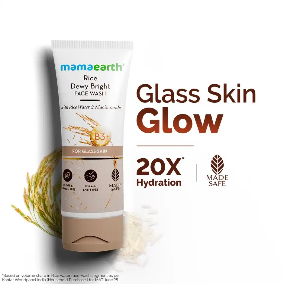 Mamaearth Rice Face Wash With Rice Water & Niacinamide For Glass Skin