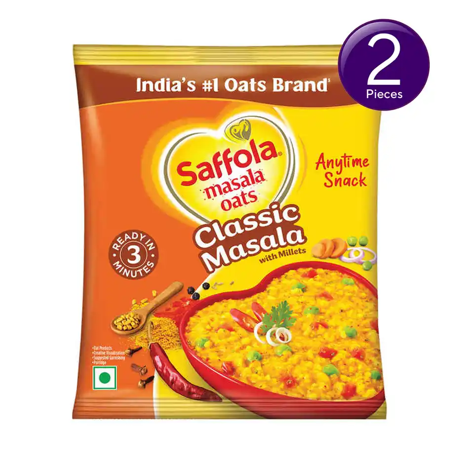Saffola Masala Oats Classic Masala  Anytime Snack  Ready in 3 mins  Millets Goodness Combo