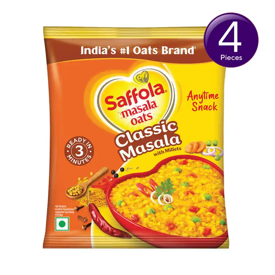 Saffola Masala Oats Classic Masala  Anytime Snack  Ready in 3 mins  Millets Goodness Combo