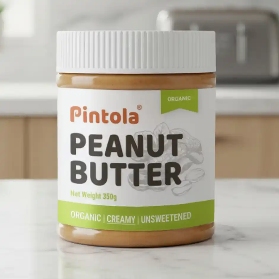 Pintola Organic Unsweetened Peanut Butter Creamy  High Protein 30G & 9G Dietary Fiber