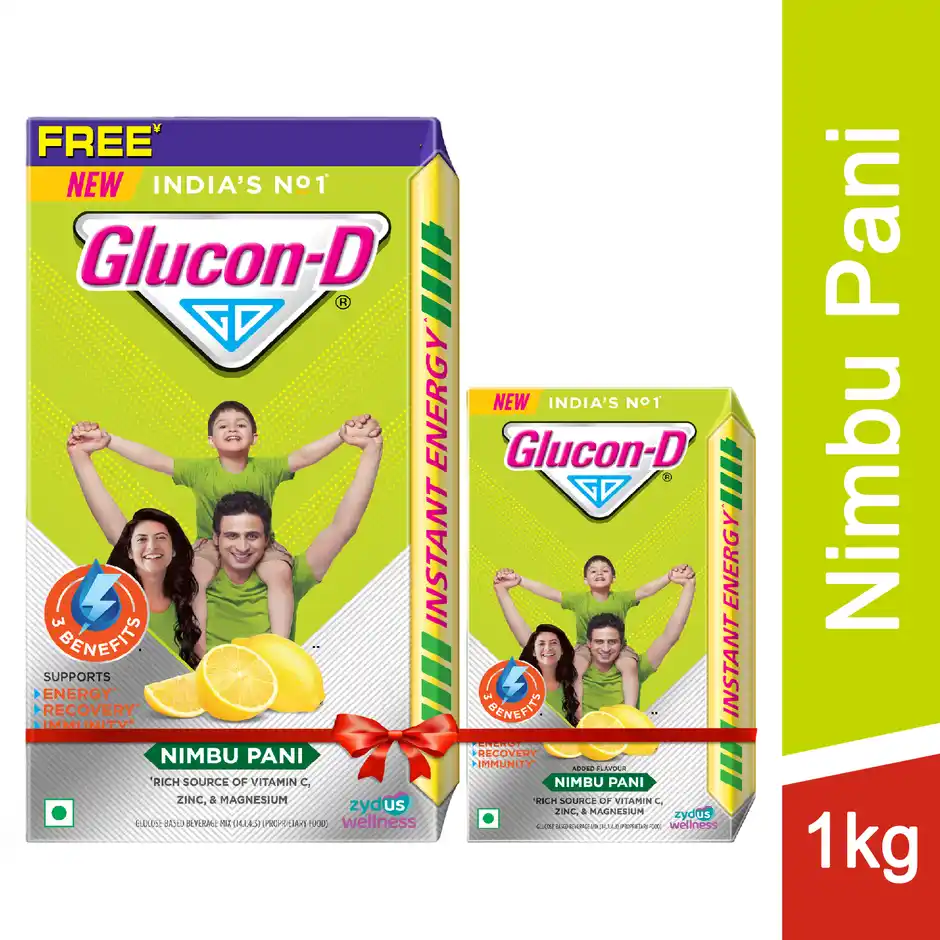 GluconD Nimbu Pani with 3 Benefits of Energy Recovery and Immunity 