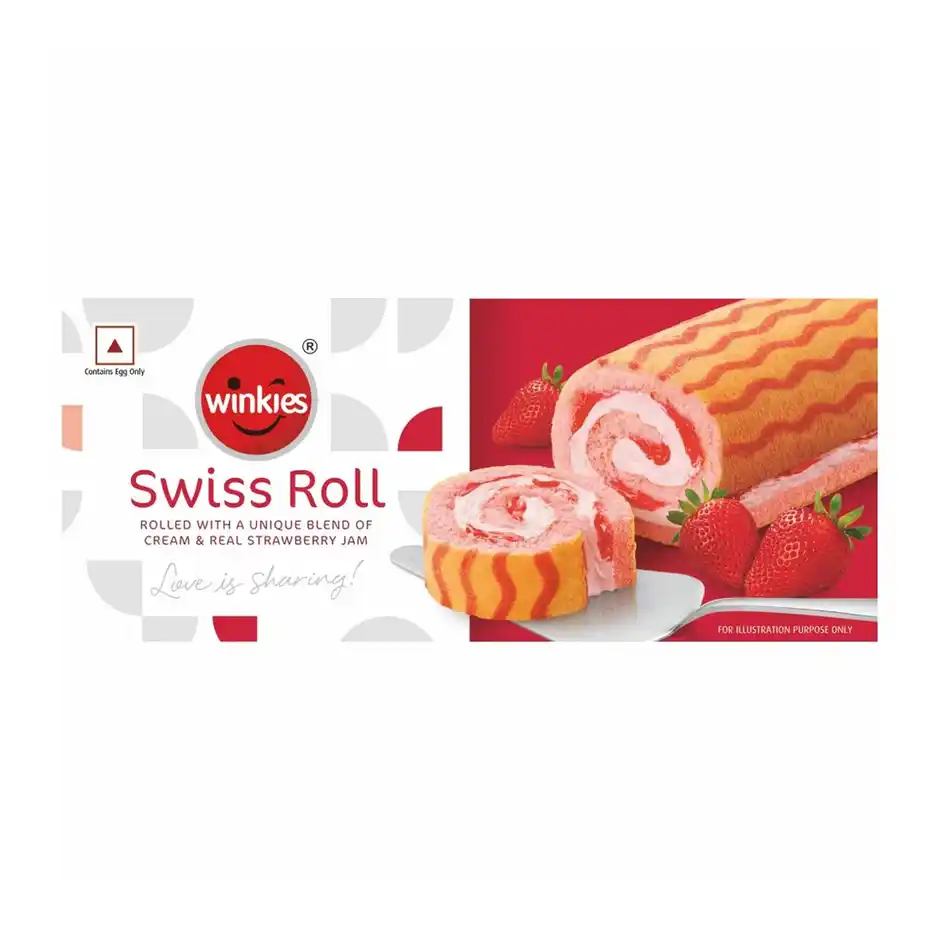 Winkies Swiss Roll - Cream & Real Strawberry Jam 