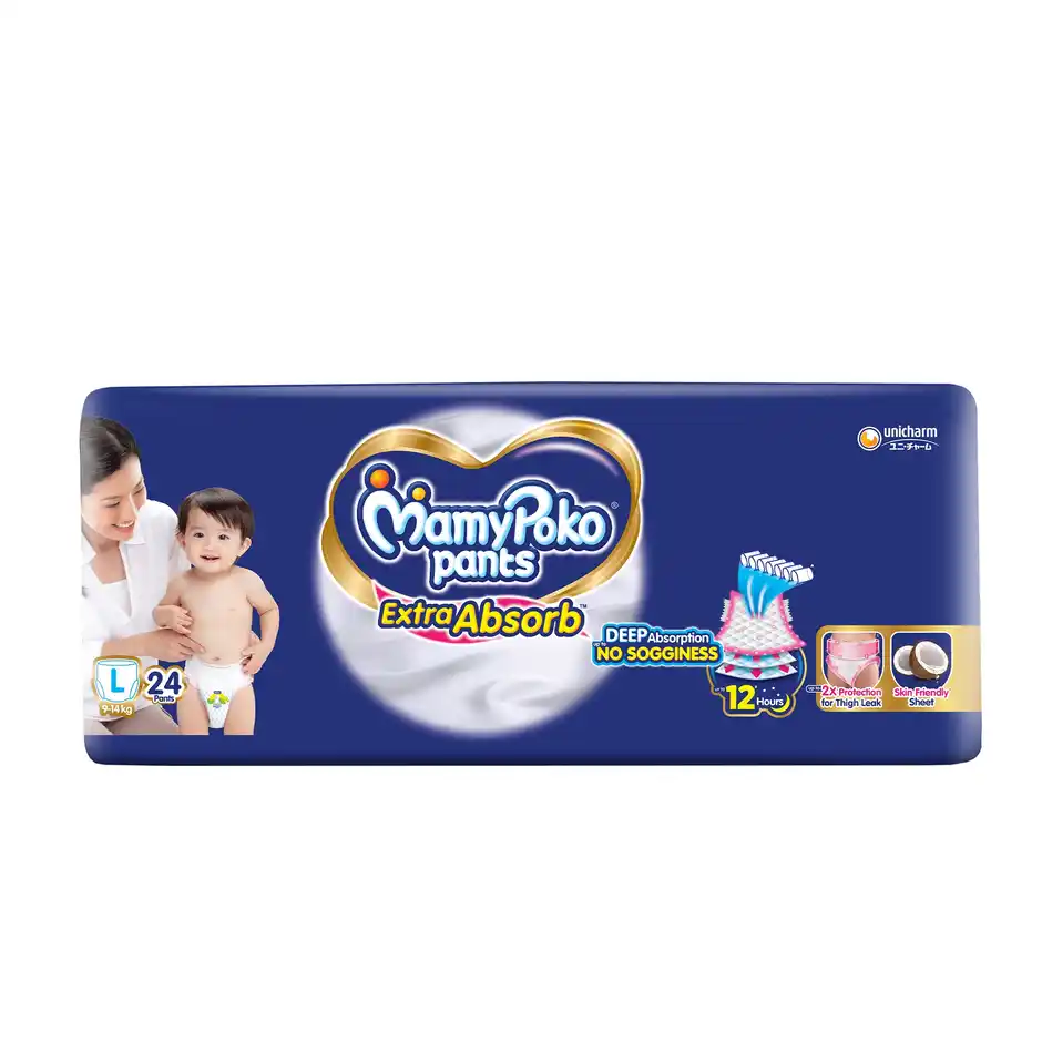 Mamypoko Extra Absorb Baby Diapers  Pant Style  L  24 pcs