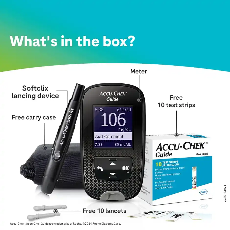 AccuChek Guide Glucometer With Free 10 Test Strips