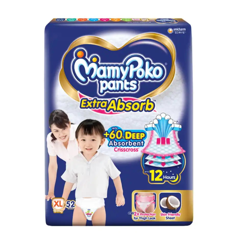 Mamypoko Extra Absorb Baby Diapers  Pant Style  XL  52 pcs