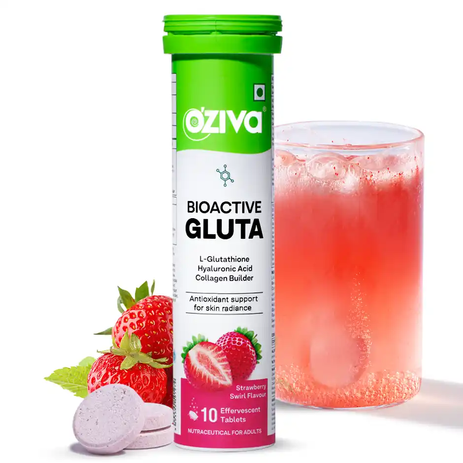 Oziva Bioactive Glutathione Vitamin C fizzy Tablets for Skin glow & Anti-Pigmentation - Strawberry