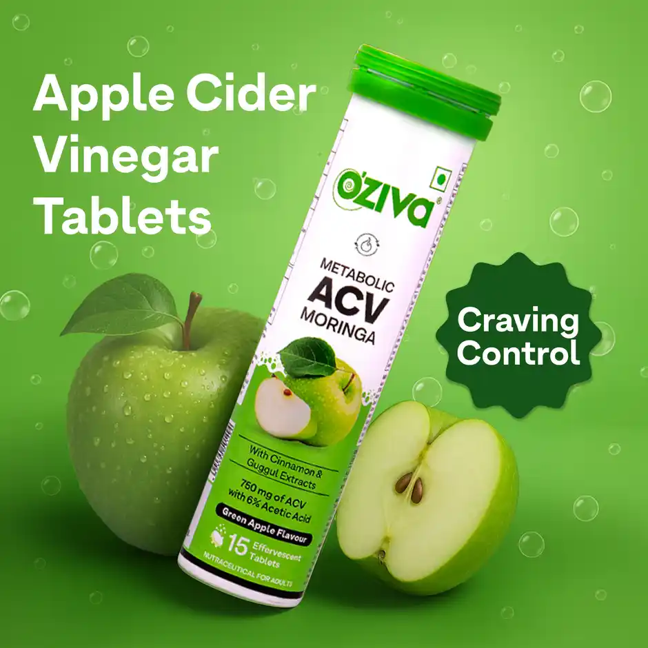 Oziva Apple Cider Vinegar with Moringa Tablets for Weight Management & Craving Control