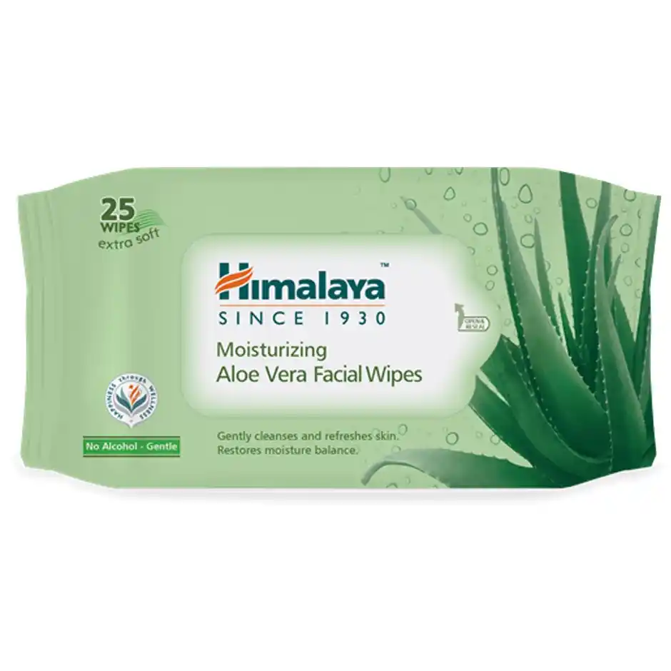 Himalaya Moisturising Aloe Vera Facial Wipes  25 Pulls Per Pack