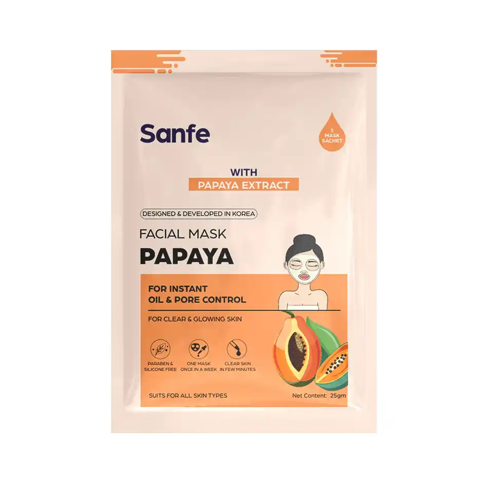 Sanfe Instant Oil Control Papaya Facial Mask 100 Fruit Extracts