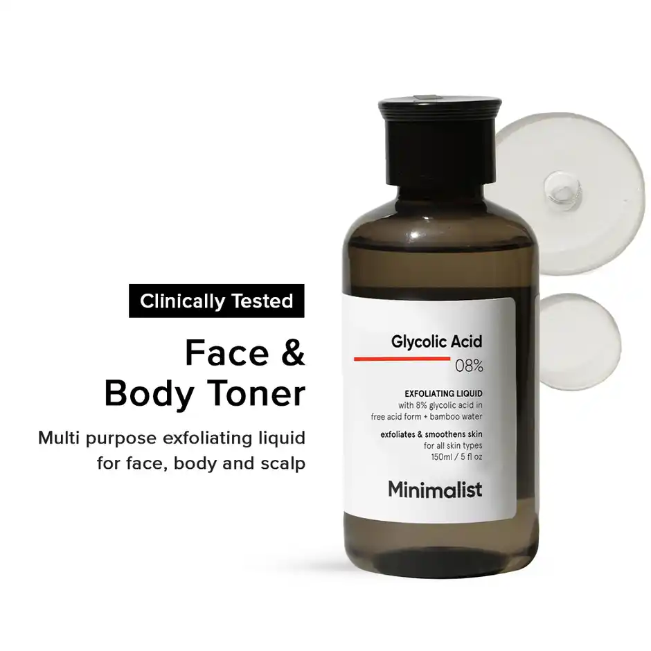 Minimalist 8 Glycolic Acid exfoliating Toner for Glowing Skin