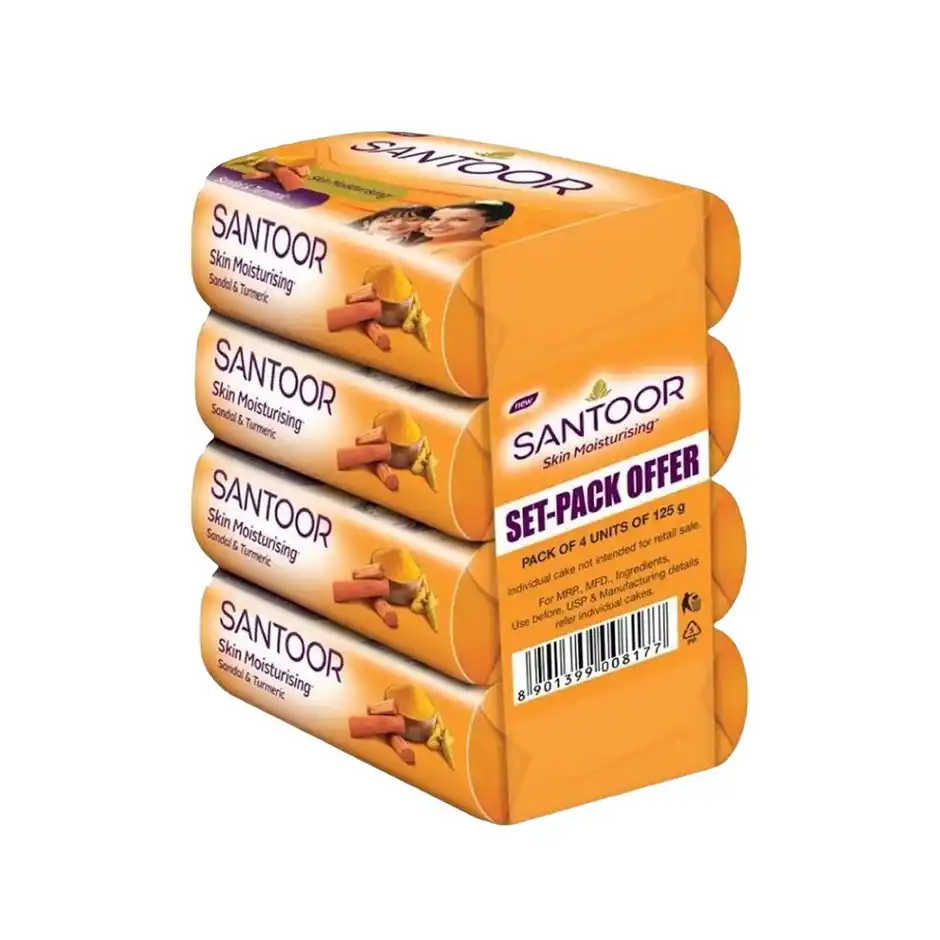 Santoor Skin Moisturizing Sandal and Turmeric Bathing Soap 