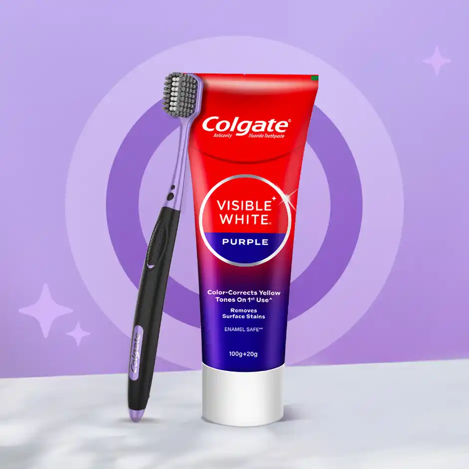Colgate Visible White Purple Toothpaste and Free Toothbrush