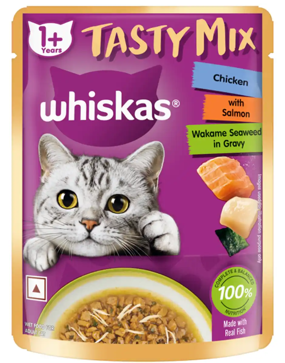 Whiskas Tasty Mix Adult Chicken with Salmon Wakame Seaweed in Gravy Wet Cat Food