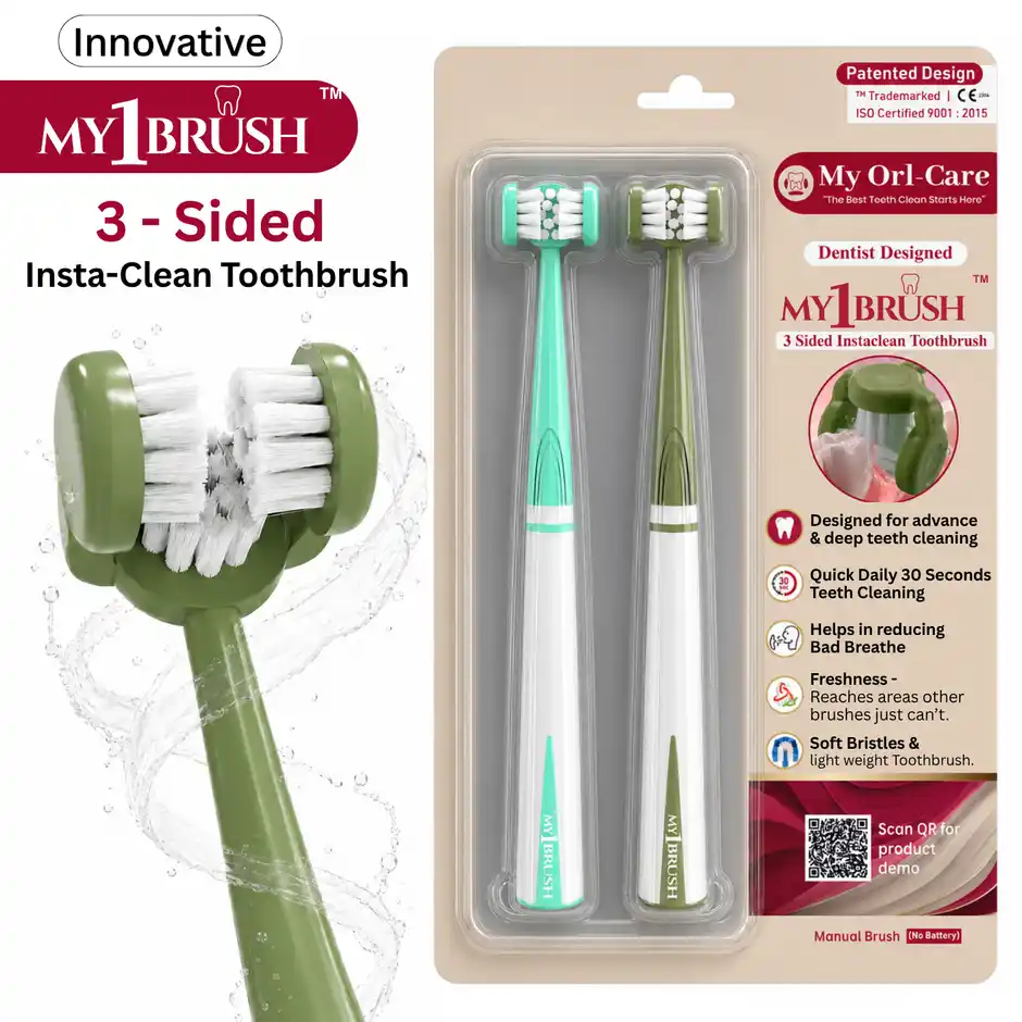 My OrlCare My1Brush  Couple Pack  3Sided Manual Soft Bristle Toothbrush