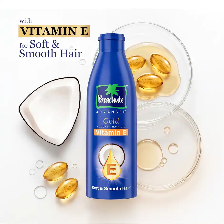 Parachute Advansed Gold Vitamin E Coconut Hair Oil Long & Soft Hair No Paraben & Silicones