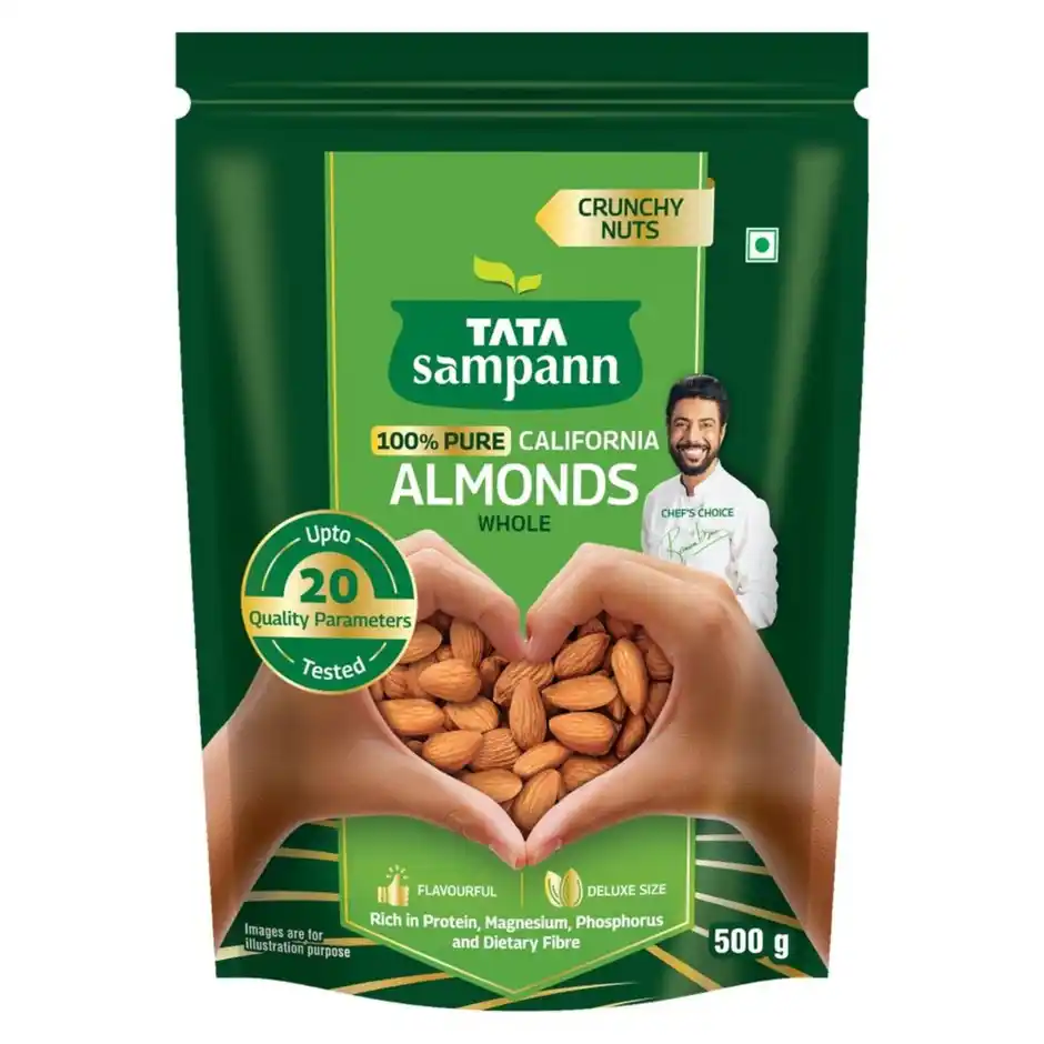 Tata Sampann Totally Pure California Almonds/Badam Giri | Whole Premium Quality